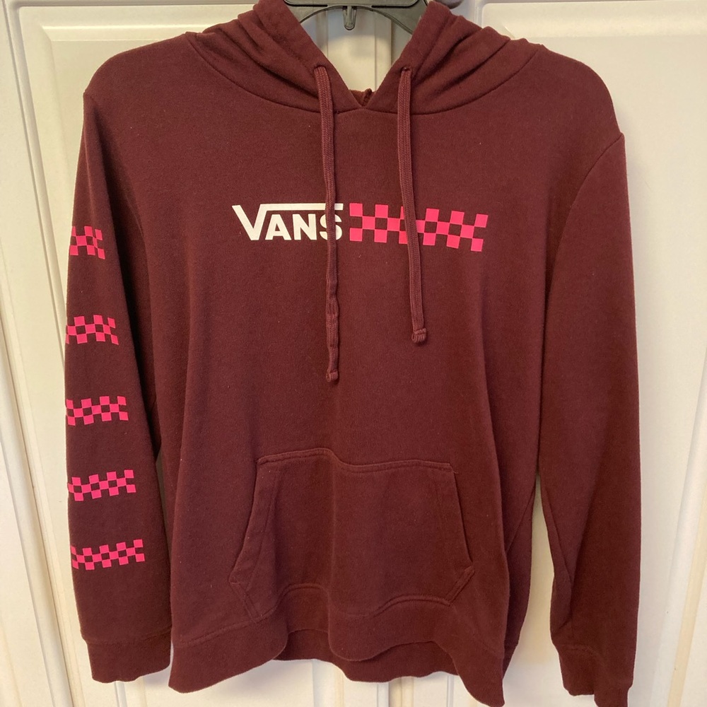 Vans burgundy hoodie, size medium, good quality and condition